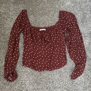 Abercrombie & Fitch Maroon Blouse with White Dots